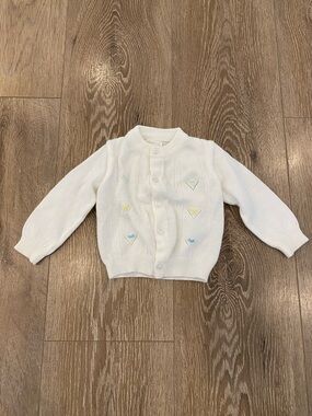 Vintage Quiltex Baby Cardigan with Pastel Embroidery